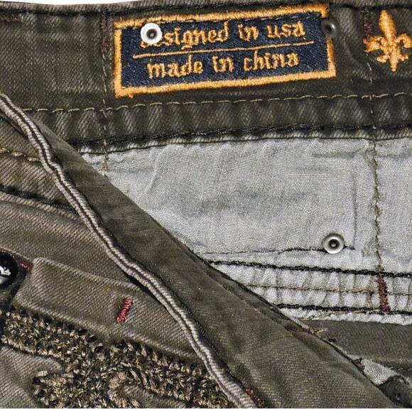 ROCK REVIVAL Gray Ben Straight Leather Detail Jeans Mens 36 Rebel Biker 90's - Picture 5 of 16